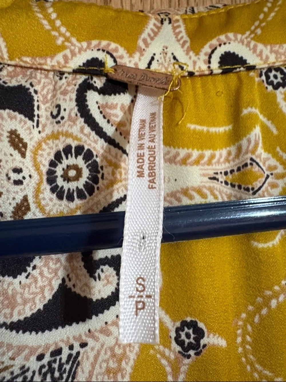 Free People Mustard Paisley V-Neck Tunic